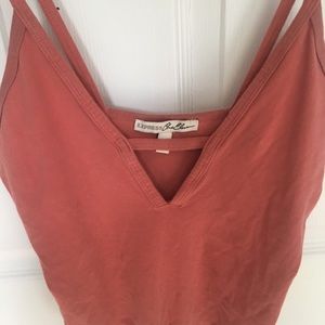 Express Pink deep V bodysuit
